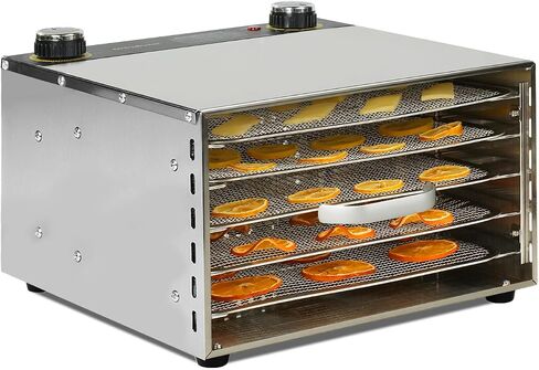 Food Dehydrator Machine for Jerky, 5 Stainless Steel Trays Dishwasher Safe, Compact Size with Large 3.1" Drying Space, 194℉ Temperature Control, 400W Dryer for Dog Treats, Snacks, Fruit, Herbs in Saudi Arabia