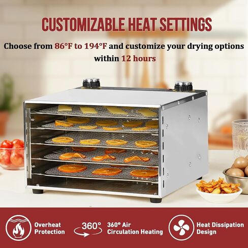 Food Dehydrator Machine for Jerky, 5 Stainless Steel Trays Dishwasher Safe, Compact Size with Large 3.1" Drying Space, 194℉ Temperature Control, 400W Dryer for Dog Treats, Snacks, Fruit, Herbs in Saudi Arabia