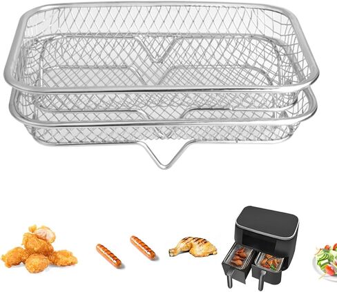 8 inch Square Air Fryer Rack Stainless Steel 2 Tier Stackable Dehydrator Racks Bacon Accessories for Ninja, Oven, Double Drawer Air Fryer Basket Grill Rack, Ninja Foodi Grill in Saudi Arabia