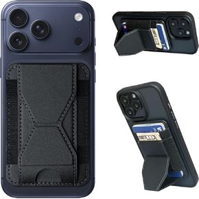 Magnetic Wallet for iPhone, Slim Mag-Safe Wallet with Grip Stand Adjustable Magnetic Card Holder for iPhone 17/16/15/14/13/12 Series, Leather Mag Wallets Men Women Hold Multiple Cards Black in Saudi Arabia