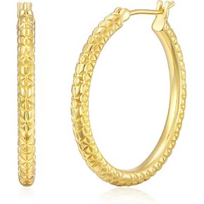 14K أقراط طارة ذهب للنساء سميكة الملتوية الذهب الأطواق أقراط غرامة نسج تصميم 14K قرط ذهبي المرأة مجوهرات 35 مللي متر in Kuwait