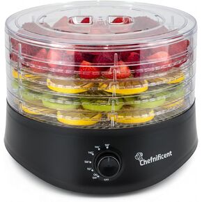 مجفف الطعام FD704M - 5 صواني قابلة للتعديل، خالية من مادة BPA - تجفيف سريع لمدة 4 ساعات، حرارة متساوية، تحكم سهل في درجة الحرارة - صانع الفواكه والخضروات واللحوم (أسود) in Kuwait