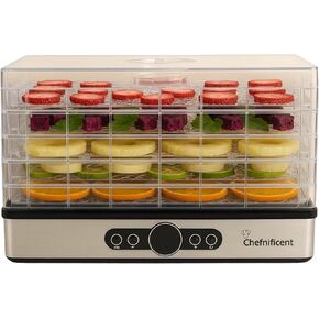 آلة تجفيف الطعام مع 5 صواني قابلة للتعديل، تجفيف سريع لمدة 4 ساعات، مجفف فواكه خالٍ من مادة BPA للمتشنج والأعشاب والفطر وبديل مجفف التجميد لإعداد الوجبات الخفيفة الصحية in Kuwait