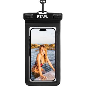حافظة هاتف مقاومة للماء، معتمدة IPX8، حقيبة جافة عالمية مع حبل، واقي لهاتف iPhone 17 16 15 14 13 12 11 Pro Max Plus Air، Galaxy S25 S24 (أسود) in Saudi Arabia