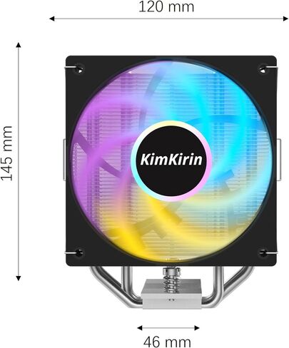 KimKirin CPU Cooler, 6 Copper Heat Pipes, Dual 120mm PWM Fans, 2200RPM Speed for Intel LGA 1851/1700/1200/115X and AMD AM4/AM5 in Saudi Arabia