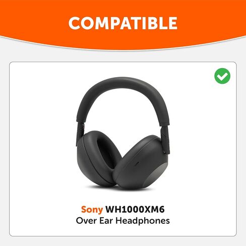 WC PadZ XM6 - وسائد أذن بديلة ممتازة متوافقة مع سماعات الرأس Sony WH-1000XM6 من Wicked Cushions | راحة معززة، جلد PU متين وعزل للصوت | أسود in Kuwait