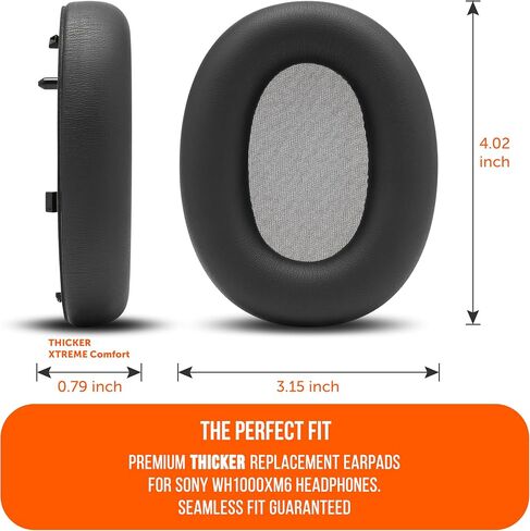 WC PadZ XM6 - وسائد أذن بديلة ممتازة متوافقة مع سماعات الرأس Sony WH-1000XM6 من Wicked Cushions | راحة معززة، جلد PU متين وعزل للصوت | أسود in Kuwait