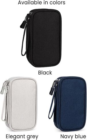 Multi Travel Cable Organizer Pouch, Portable Travel Storage Bag for Cables, Chargers, Earphones, Phones, and Accessories, Double-Layer Design, Gray in Saudi Arabia