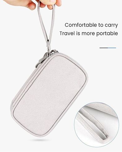 Multi Travel Cable Organizer Pouch, Portable Travel Storage Bag for Cables, Chargers, Earphones, Phones, and Accessories, Double-Layer Design, Gray in Saudi Arabia
