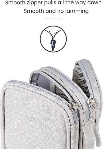 Multi Travel Cable Organizer Pouch, Portable Travel Storage Bag for Cables, Chargers, Earphones, Phones, and Accessories, Double-Layer Design, Gray in Saudi Arabia
