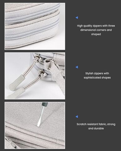 Multi Travel Cable Organizer Pouch, Portable Travel Storage Bag for Cables, Chargers, Earphones, Phones, and Accessories, Double-Layer Design, Gray in Saudi Arabia