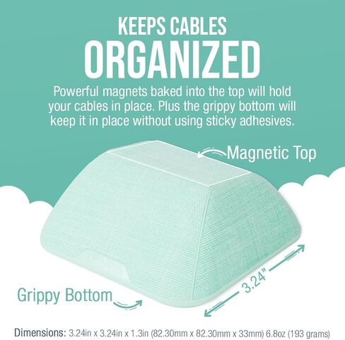 Smartish® Magnetic Cord Holder - Cable Wrangler Organizer with Magnet Clips for Charger Management on Desktop, Nightstand, or Side Table for All Cables, USB-C, Lightning Cables - Blue Jeanie in Kuwait