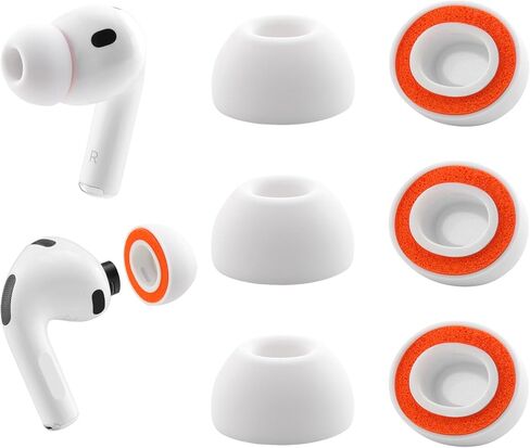 أطراف أذن بديلة من إسفنج الذاكرة لسماعات AirPods Pro 3 من السيليكون، راحة فائقة، 3 أزواج (أبيض، متنوعة S/M/L) in Kuwait