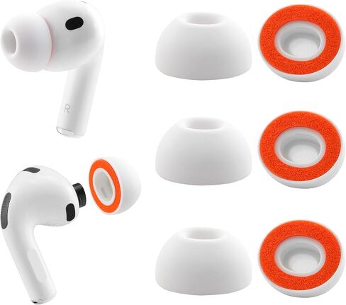 أطراف أذن بديلة من إسفنج الذاكرة لسماعات AirPods Pro 3 من السيليكون، راحة فائقة، 3 أزواج (أبيض، متنوعة S/M/L) in Kuwait