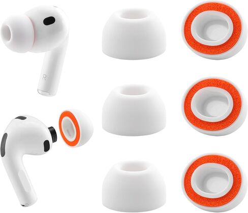 أطراف أذن بديلة من إسفنج الذاكرة لسماعات AirPods Pro 3 من السيليكون، راحة فائقة، 3 أزواج (أبيض، متنوعة S/M/L) in Kuwait