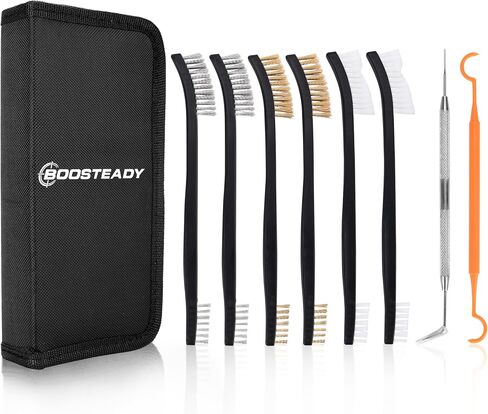 طقم فرشاة تنظيف وخطاف من BOOSTEADY في حقيبة حمل منظمة بسحاب (8 قطع) - فرش ذات شعيرات نايلون من النحاس الصلب وخطافات معدنية من البوليمر in Kuwait