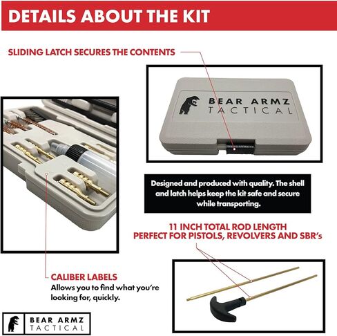 طقم تنظيف المسدس العالمي | شركة أمريكية | طقم تنظيف المسدس للعيارات .22.357/9mm.38.40.45 | متوافق مع المسدسات والمسدسات والمسدسات | حافظة صلبة محمولة in Kuwait