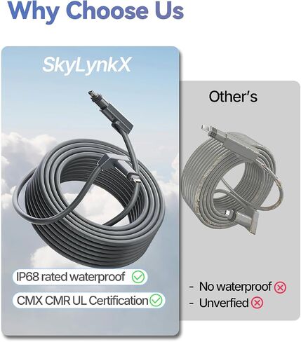 Starlink Cable Gen 2 30FT/10M,UL Listed|Waterproof|1200Mbps Starlink Replacement Extension Cable for Star Link V2 Standard Kit in Saudi Arabia