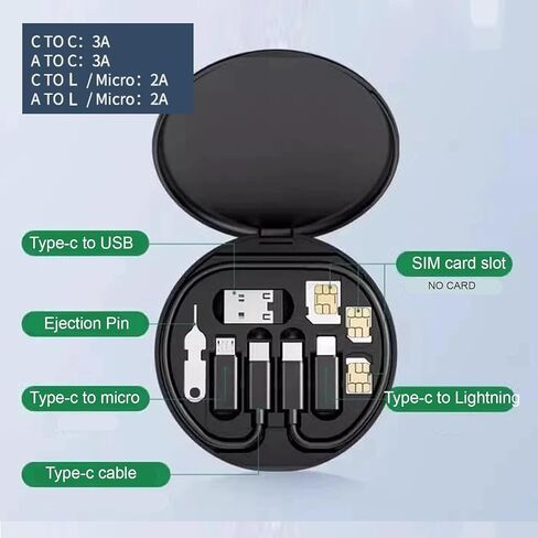 Multi USB Charger Adapter Kit, USB C to iOS Device/Type C/Micro/USB A Adapter Data Transfer Contains Card Slot Phone Holder(Blue) in Saudi Arabia