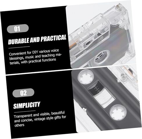 DOITOOL 2pcs Blank Audio Cassette Tapes with Transparent Vintage Design Low-Noise Recording Supply for Music in Kuwait