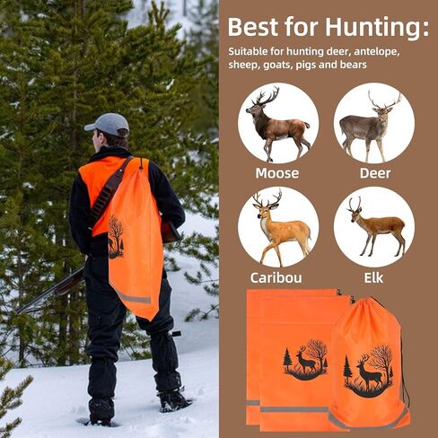 Hunting Game Bags with Reflective Strips Reusable Deer Game Bags 20" x 30" Drawstring Hunting Meat Bag for Elk Caribou Deer in Saudi Arabia