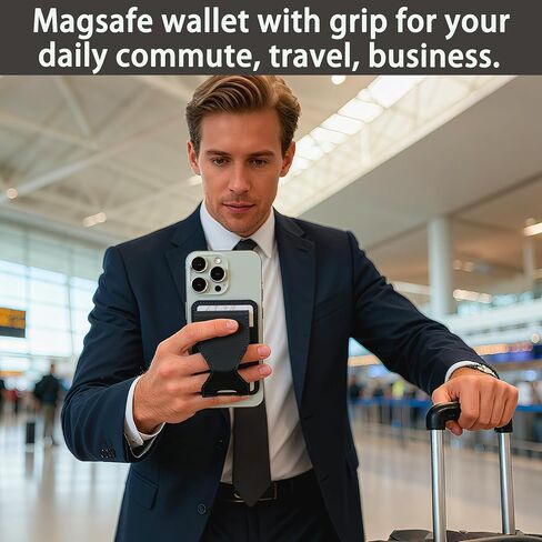 محفظة مغناطيسية لهاتف iPhone، محفظة رفيعة Mag-Safe مع حامل بطاقة مغناطيسية قابل للتعديل لسلسلة iPhone 17/16/15/14/13/12، محافظ جلدية Mag للرجال والنساء تحمل بطاقات متعددة باللون الأسود in Saudi Arabia