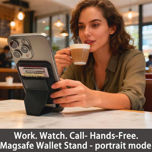 محفظة مغناطيسية لهاتف iPhone، محفظة رفيعة Mag-Safe مع حامل بطاقة مغناطيسية قابل للتعديل لسلسلة iPhone 17/16/15/14/13/12، محافظ جلدية Mag للرجال والنساء تحمل بطاقات متعددة باللون الأسود in Saudi Arabia
