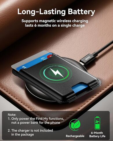 لمحفظة MagSafe، تعمل مع Apple Find My، حامل بطاقات 4، محفظة هاتف مغناطيسية لهاتف iPhone 17/16/15/14/13/12 Pro Max Air Plus Series، جلد نباتي يحجب RFID، أسود in Saudi Arabia