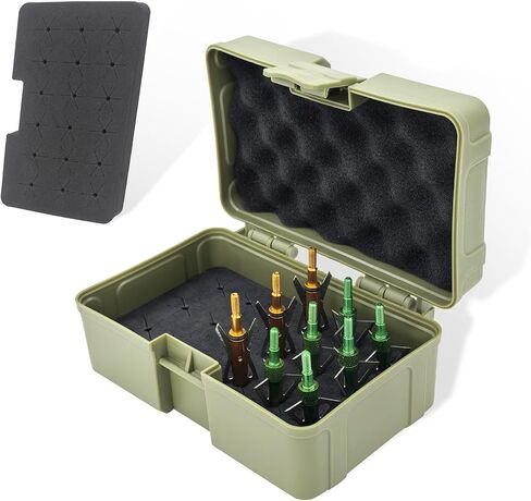 صندوق تخزين عريض الرأس، حافظة رؤوس عريضة، منظم أطراف أسهم خارجية لملحقات القوس المركب والقوس والنشاب - يحمل 18 قطعة من الرؤوس العريضة (العلبة فقط) in Kuwait