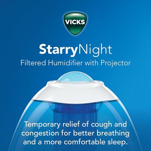 Vicks Starry Night Cool Moisture Humidifier with Projector & VapoPad Scent Pad Heater, Pink in Saudi Arabia