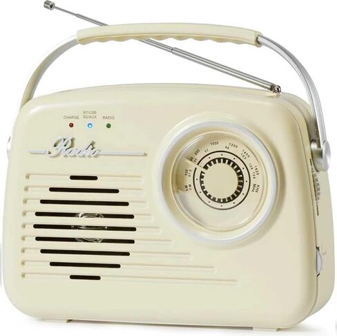 راديو AM FM محمول، يعمل بالبطارية وجدار توصيل، راديو عتيق مع بلوتوث، قرص كبير سهل الاستخدام للمنزل/الخارج/المطبخ (أزرق) in Kuwait