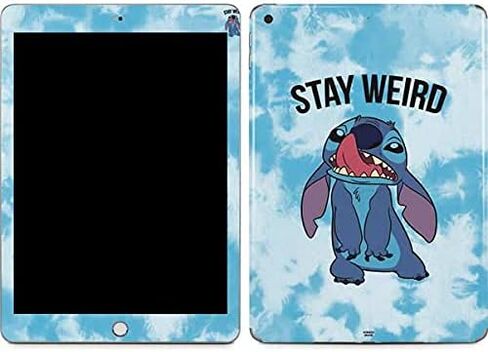 غلاف تابلت Skinit ملصق متوافق مع iPad 9.7in (2018) - تصميم Disney Lilo and Stitch Stay Weird المرخص رسميًا in Saudi Arabia