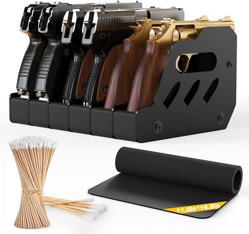 MoKo Pistol Rack for Gun Safe, Gun Rack Fits Most Handguns, Scratch Resistance Pistol Stand and Holder for Gun Safe, Gun Cabinet Accessories with Cleaning Tools in Saudi Arabia