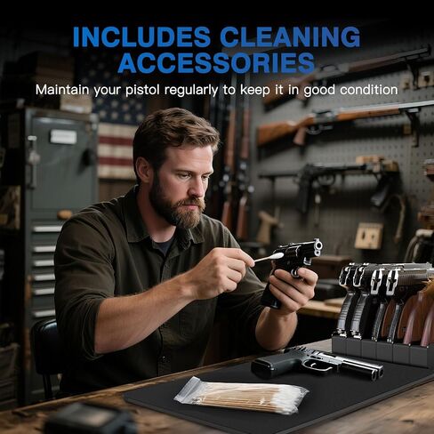 MoKo Pistol Rack for Gun Safe, Gun Rack Fits Most Handguns, Scratch Resistance Pistol Stand and Holder for Gun Safe, Gun Cabinet Accessories with Cleaning Tools in Saudi Arabia
