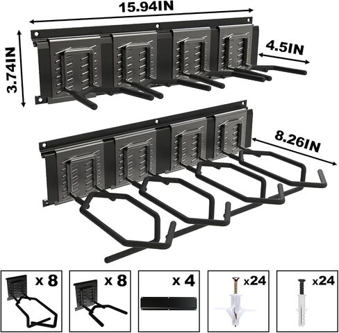 Wall Mount Gun Rack, Aluminium Alloy Gun Rack for Wall, Adjustable 4/8/12 Slot Indoor Gun Racks, Soft Padded Rifles Rack for AR15, Rifle & Shotgun, Space Saving Garage & Closet Indoor Storage in Saudi Arabia