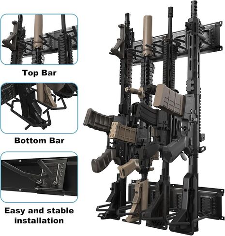 Gun Rack for Wall – Wall Mount Gun Rack & Gun Wall Mount, Heavy-Duty Gun Racks,1/4/8 Slot Storage Options for Rifles & Shotguns in Kuwait