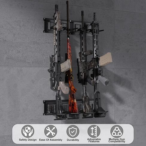 Gun Rack for Wall – Wall Mount Gun Rack & Gun Wall Mount, Heavy-Duty Gun Racks,1/4/8 Slot Storage Options for Rifles & Shotguns in Kuwait