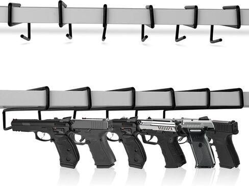 SAFETY STORAGE Handgun Hanger - Made in USA - Original Pistol Organizer Hooks for Shelf, Rack, Cabinet or Display for 22 Caliber and Up - Vinyl Coated American Steel in Saudi Arabia