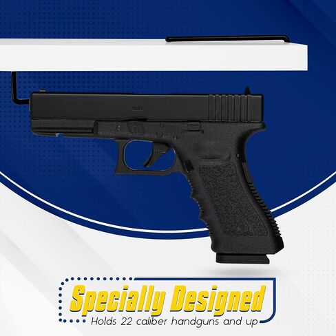 SAFETY STORAGE Handgun Hanger - Made in USA - Original Pistol Organizer Hooks for Shelf, Rack, Cabinet or Display for 22 Caliber and Up - Vinyl Coated American Steel in Saudi Arabia