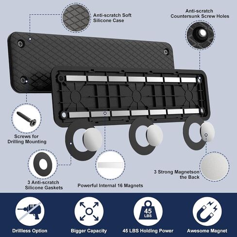 Magnetic Magazine Holder for Gun Safe & Wall, Double-Sided Gun Magnet, Magnetic Tool Holder with Scratch-Resistant Rubber Coating, Mag Storage Gun Safe Accessories Hold up to 45LBS in Saudi Arabia