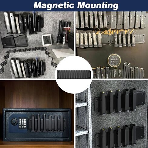 Magnetic Magazine Holder for Gun Safe & Wall, Double-Sided Gun Magnet, Magnetic Tool Holder with Scratch-Resistant Rubber Coating, Mag Storage Gun Safe Accessories Hold up to 45LBS in Saudi Arabia