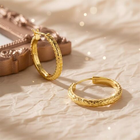 14K أقراط طارة ذهب للنساء سميكة الملتوية الذهب الأطواق أقراط غرامة نسج تصميم 14K قرط ذهبي المرأة مجوهرات 35 مللي متر in Kuwait