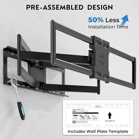 Heavy Duty TV Wall Mount with Extra Long Extendable Arm for 60–110 Inch TVs, Holds Up to 275lbs, Full Motion Bracket with Corner Swivel and Tilt, Max VESA 800x600mm, Fits 24" Studs, Wide Compatibility in Saudi Arabia