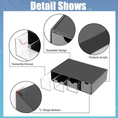 BTSKY 1 Pack Black Acrylic Battery Storage Organizer for AA, AAA, 9V, C Batteries, 4-Drawer Storage Box Battery Holder Organizer for Common Types Batteries, Household Container(Batteries Not Included) in Saudi Arabia