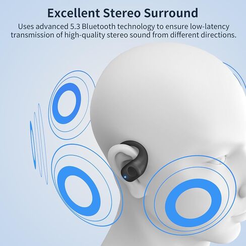 Open Ear Headphones, Bluetooth Headphones 5.3 Sports with Smart Digital Display, 36H Playtime, IP54 Waterproof, Wireless Earbuds Lightweight Design Fit Cycling, Running, Workout (Black) in Saudi Arabia