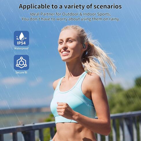 Open Ear Headphones, Bluetooth Headphones 5.3 Sports with Smart Digital Display, 36H Playtime, IP54 Waterproof, Wireless Earbuds Lightweight Design Fit Cycling, Running, Workout (Black) in Saudi Arabia