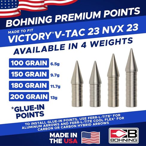 نقاط صمغ من درجة مطابقة Bohning لـ Victory® V-Tac 23 NVX 23/ Easton® Fatboy & PS23 100 حبة، 12 قطعة in Saudi Arabia