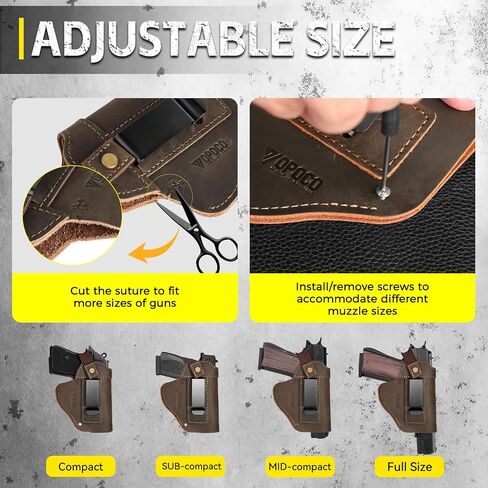 حافظة جلدية IWB/OWB لـ Glock 19/23/26/42/43X، Taurus G2/G2C/G3C، حافظة مسدس مخفية تناسب Sig P365 P320 Springfield M&P 9mm Shield حافظة جلدية عالمية لمعظم المسدسات in Kuwait