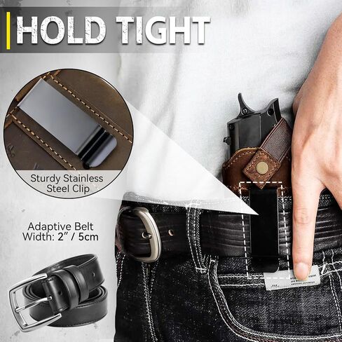 حافظة جلدية IWB/OWB لـ Glock 19/23/26/42/43X، Taurus G2/G2C/G3C، حافظة مسدس مخفية تناسب Sig P365 P320 Springfield M&P 9mm Shield حافظة جلدية عالمية لمعظم المسدسات in Kuwait