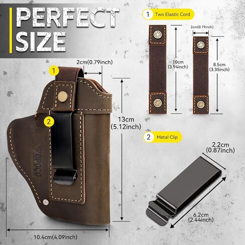 حافظة جلدية IWB/OWB لـ Glock 19/23/26/42/43X، Taurus G2/G2C/G3C، حافظة مسدس مخفية تناسب Sig P365 P320 Springfield M&P 9mm Shield حافظة جلدية عالمية لمعظم المسدسات in Kuwait